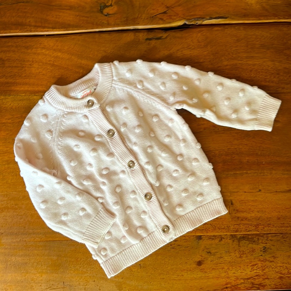 Bobble Cardigan Sweater light pink blush 2T